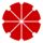 PNG file of TriNetX icon red circle with white spokes and white connecting dots